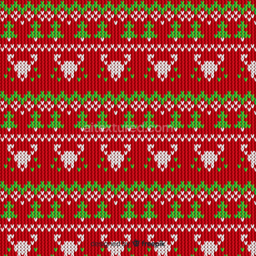Seamless 3D PBR Knitted Wool Fabric Texture with Christmas Trees and Reindeer Pattern