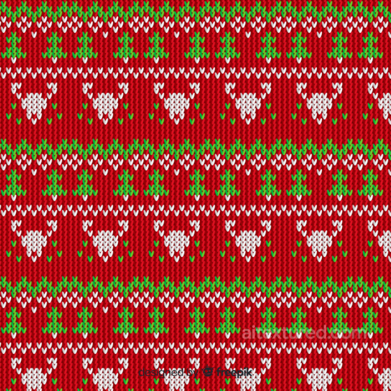 Knitted Christmas Fabric Texture with Reindeer and Trees All Christmas Digital paper texture preview