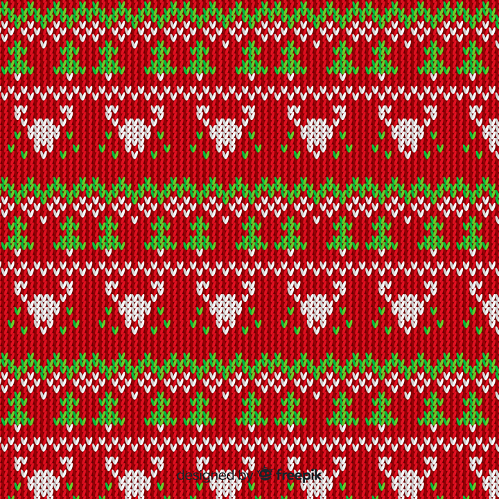 Knitted Christmas Fabric with Reindeer and Trees seamless PBR texture preview