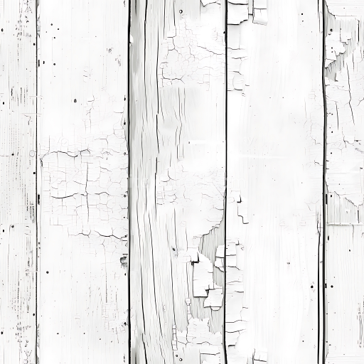 Seamless 3D White Painted Aged Wood Planks PBR Texture with Cracked Paint and Weathered Surface