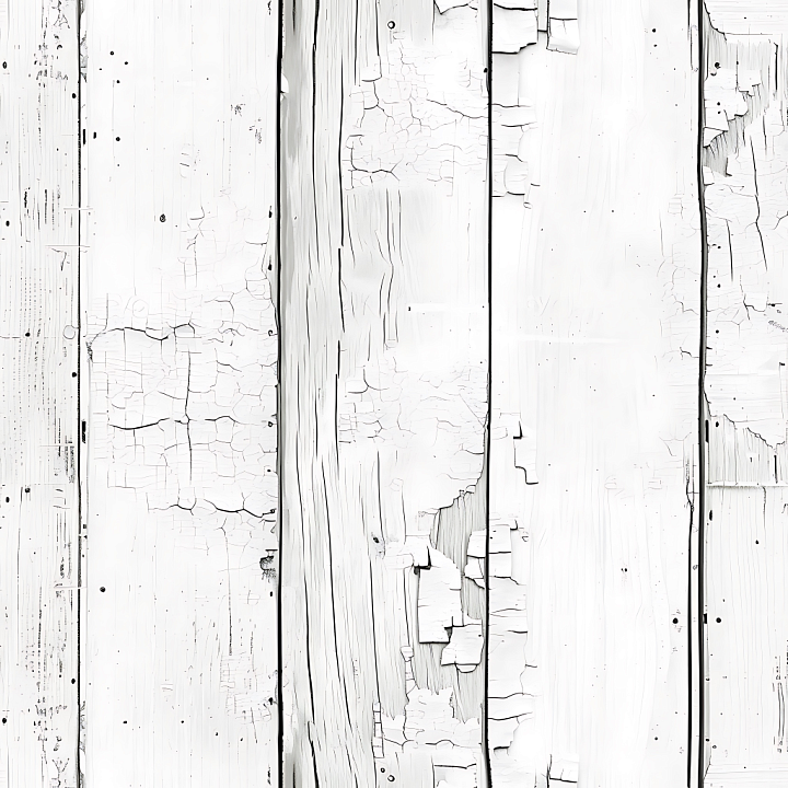 White Painted Aged Wood Planks with Cracked Paint and Weathered Surface seamless PBR texture preview