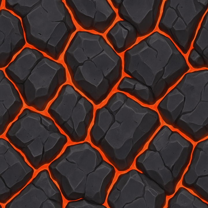 Stylized Volcanic Rock seamless PBR texture preview