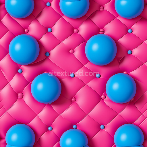 Preview — Seamless 3D Inflated Vinyl PBR Texture with Pink Quilted Base and Blue Spherical Bubbles