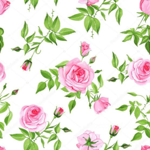 Pink Flower Texture of Delicate Pink Rose Flowers with Green Leaves seamless Pink Flower PBR texture