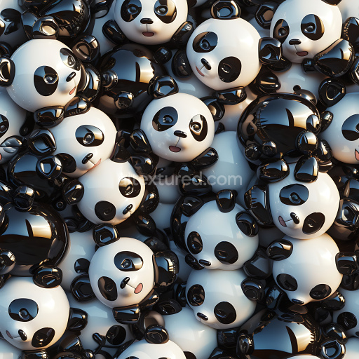 Seamless 3D Inflated PBR Texture of Glossy Black & White Inflated Panda Toy Faces