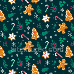 seamless Seamless 3D PBR Christmas Pattern Fabric Texture with Festive Cookies & Foliage texture 8k free download PBR