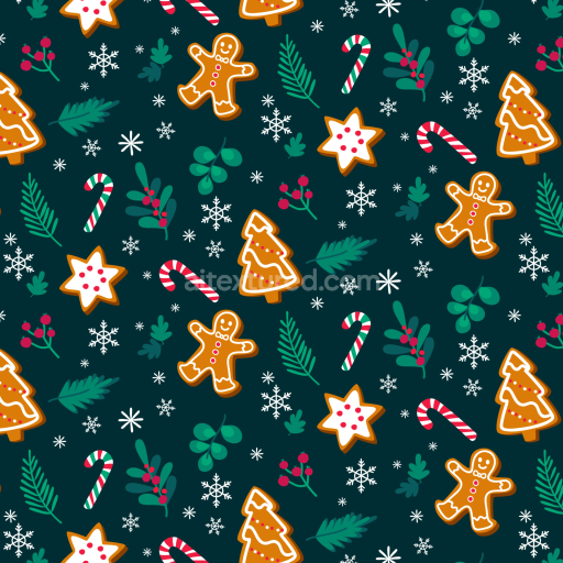 Seamless 3D PBR Christmas Pattern Fabric Texture with Festive Cookies & Foliage