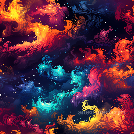 Space PBR Texture Featuring Vibrant Swirling Nebula Clouds seamless Star, space, planets PBR texture