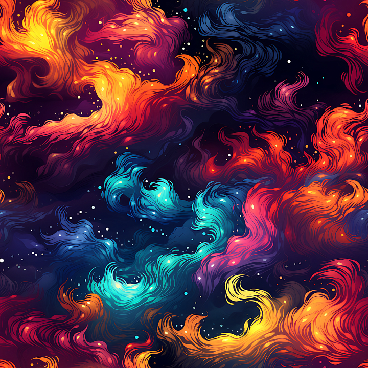 Space Featuring Vibrant Swirling Nebula Clouds seamless PBR texture preview
