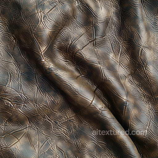 Wrinkled Dark Brown Leather PBR Texture with Distinct Surface Crinkles seamless Leather PBR texture