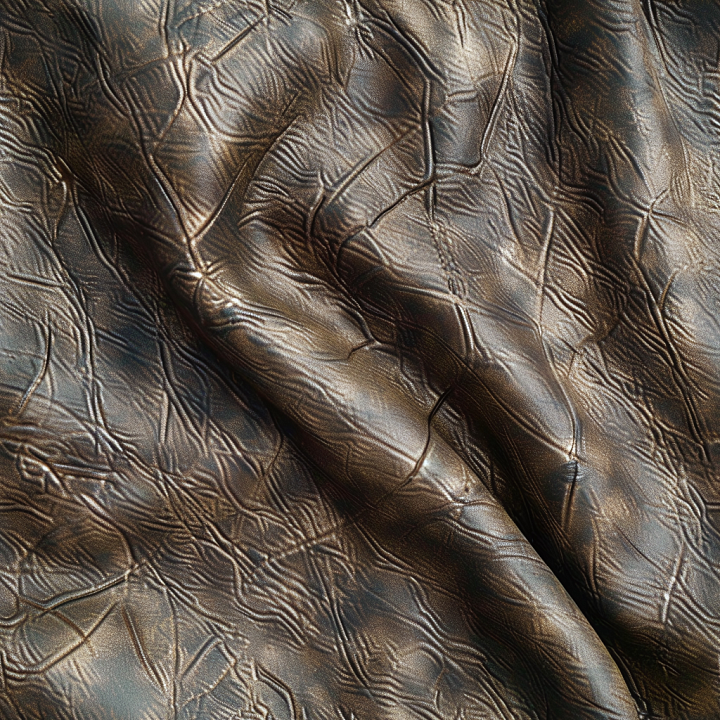 Wrinkled Dark Brown Leather with Distinct Surface Crinkles seamless PBR texture preview