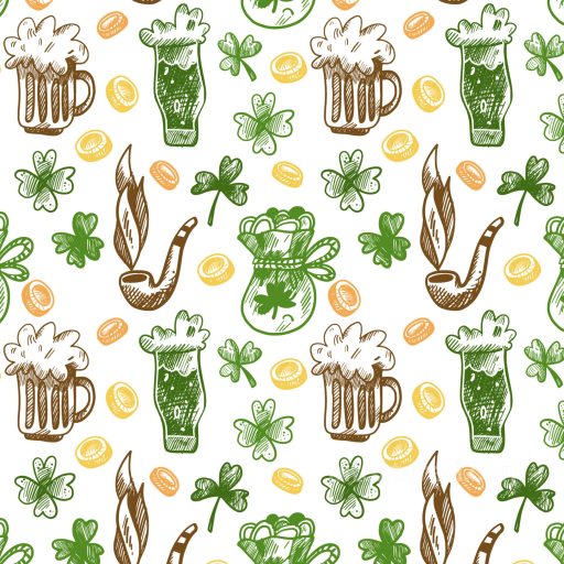 Featuring Hand-Drawn St Patrick Digital Paper Icons seamless St patrick digital paper bundle PBR texture