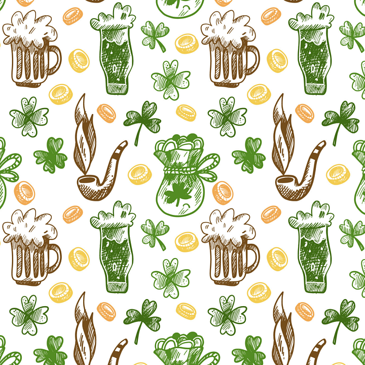 Featuring Hand-Drawn St Patrick Digital Paper Icons seamless PBR texture preview