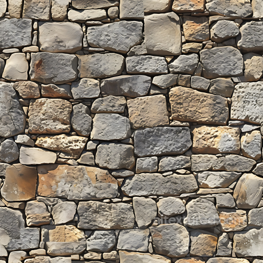 Weathered Stone Wall PBR Texture with Varied Rock Shapes and Earthy Tones seamless Stone PBR texture