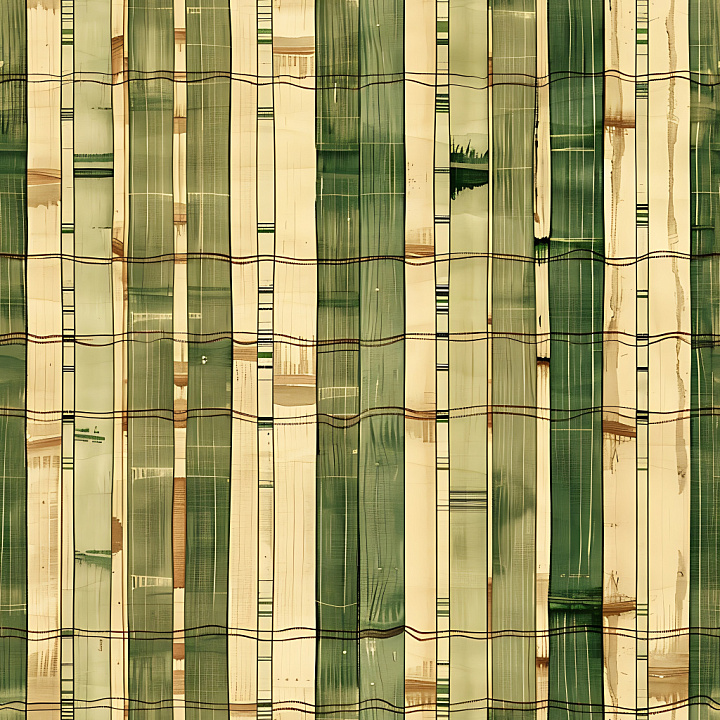 Plaid with Vertical Green and Beige Fabric Stripes seamless PBR texture preview