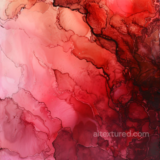 Alcohol Ink PBR Texture Featuring Deep Red Marbled Flow and Organic Veins seamless Alcohol ink PBR texture