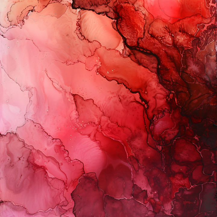 Alcohol Ink Featuring Deep Red Marbled Flow and Organic Veins seamless PBR texture preview
