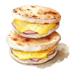 seamless Breakfast Arepas with Melted Cheese and Ham Watercolor Illustration texture 8k free download PBR