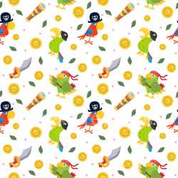 Pattern Bundle - Seamless 3D Pattern PBR Texture with Playful Pirate Parrots and Nautical Motifs texture preview