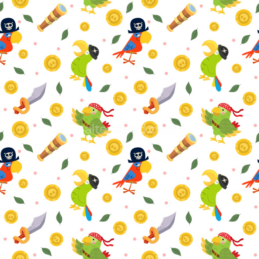 Pattern Bundle - Seamless 3D Pattern PBR Texture with Playful Pirate Parrots and Nautical Motifs texture preview