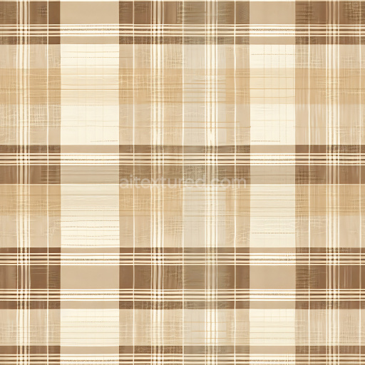 Seamless 3D PBR Textured Beige and Brown Plaid Fabric Pattern