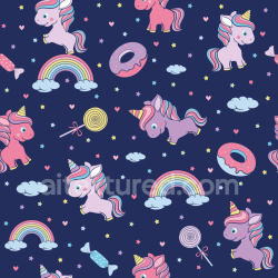 seamless Seamless 3D PBR Fabric Texture with Baby Boy Unicorns, Rainbows & Sweets texture 8k free download PBR