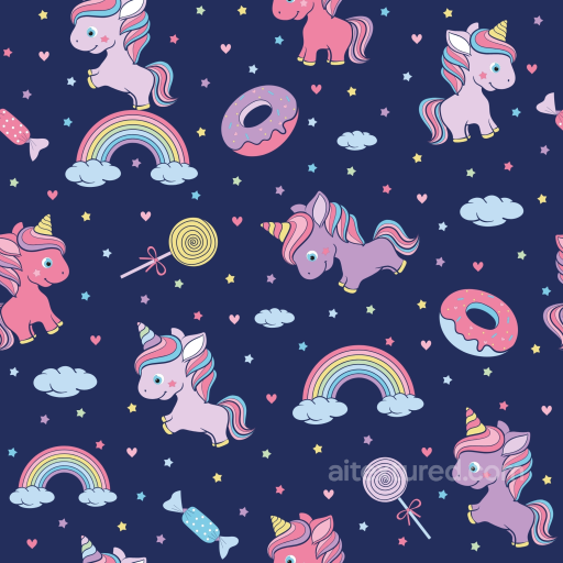 Fabric Texture with Baby Boy Unicorns, Rainbows & Sweets seamless Baby Boy PBR texture