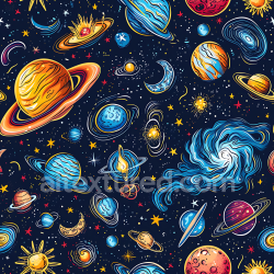 seamless Seamless 3D Space PBR Texture Featuring Cartoon Style Galaxy, Planets & Stars texture 8k free download PBR