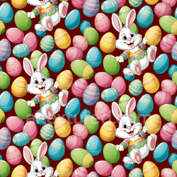seamless Seamless 3D PBR Texture of Cartoon Easter Bunnies and Colorful Painted Eggs texture 8k free download PBR
