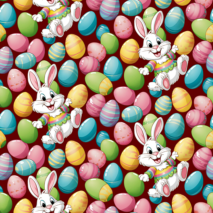All Easter Digital paper of Cartoon Easter Bunnies and Colorful Painted… seamless PBR texture preview