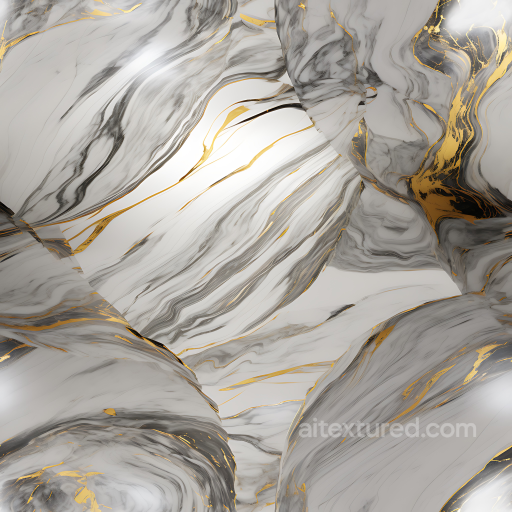 Gray Marble Sculpture PBR Texture with Gold Veins and Polished Finish seamless Marble PBR texture