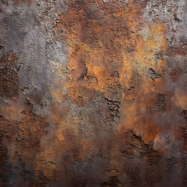 Rusted Metal Cracked & Pitted with Orange and Brown Corrosion seamless PBR texture preview