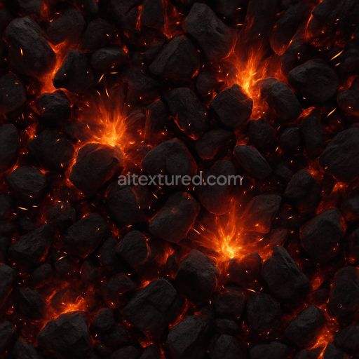 Seamless 3D texture of charcoal embers with fire sparks PBR 8K