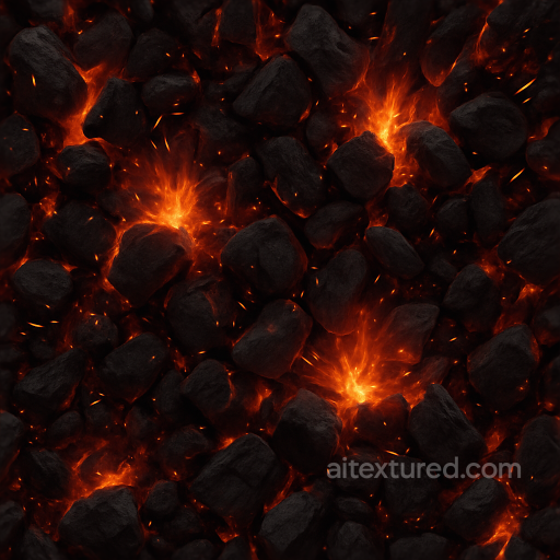 charcoal embers with fire sparks PBR 8K seamless Fire PBR texture