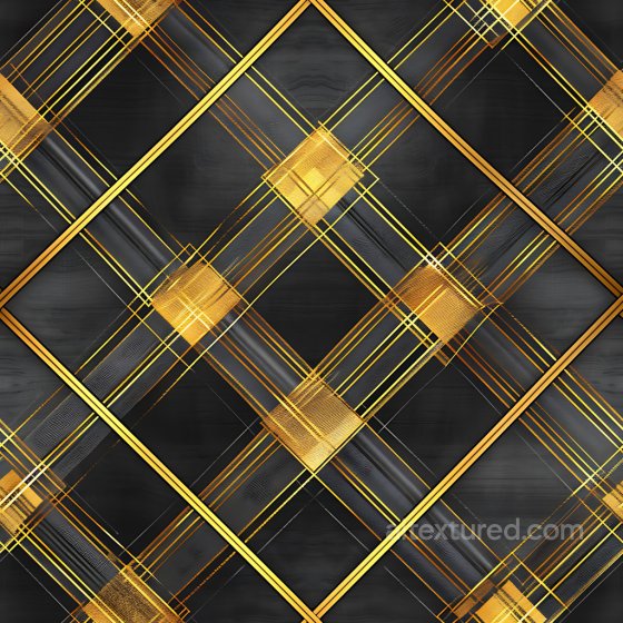 Plaid Texture Featuring Black Background with Golden Geometric Lines Plaid texture preview