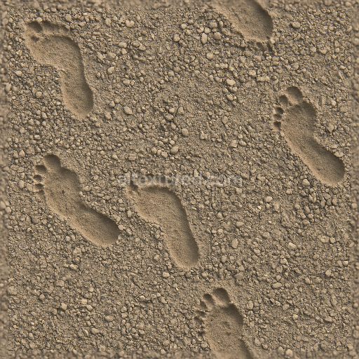 Seamless 8k PBR 3d Texture of Gravel Footprints with Footstep Trail