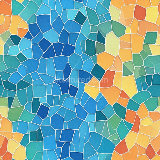 Seamless 3D PBR Texture of Colorful Irregular Ceramic Mosaic Tiles with Matte Finish texture preview