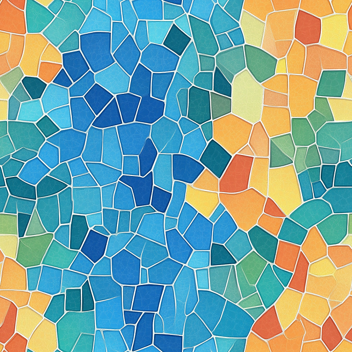 Colorful Irregular Ceramic Mosaic Tiles with Matte Finish seamless PBR texture preview