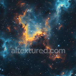 seamless Seamless 3D Space PBR Texture Featuring Vibrant Nebula and Starfield with Glowing Orange and Blue Clouds texture 8k free download PBR