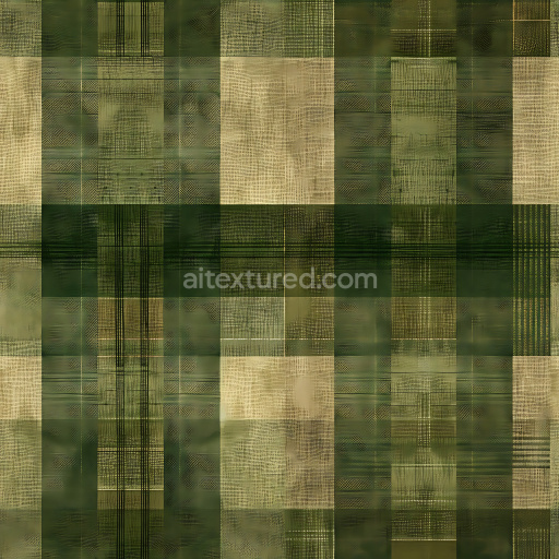 Seamless 3D Plaid Metal PBR Texture in Olive Green and Brass Tones