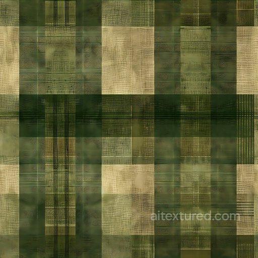 Seamless 3D PBR Texture Featuring Green and Beige Woven Plaid Pattern texture preview