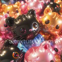 seamless Seamless 3D Inflated Foil Cat Balloon PBR Texture with Glossy Colorful Finish texture 8k free download PBR