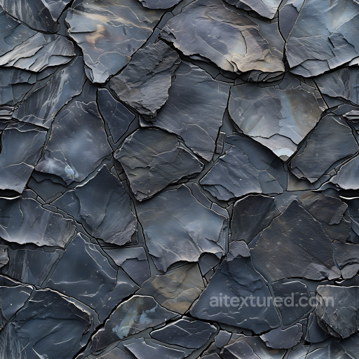 Black Slate Stone Wall PBR Texture with Layered Rock Plates seamless Stone PBR texture