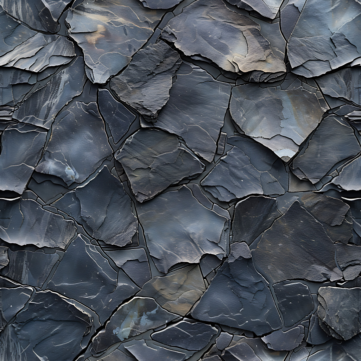 Black Slate Stone Wall with Layered Rock Plates seamless PBR texture preview