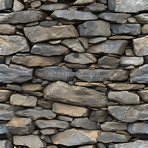 Seamless Weathered Stone Wall 3D PBR Texture with Natural Layered Stones
