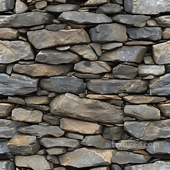 Seamless Weathered Stone Wall 3D PBR Texture with Natural Layered Stones Stone texture preview