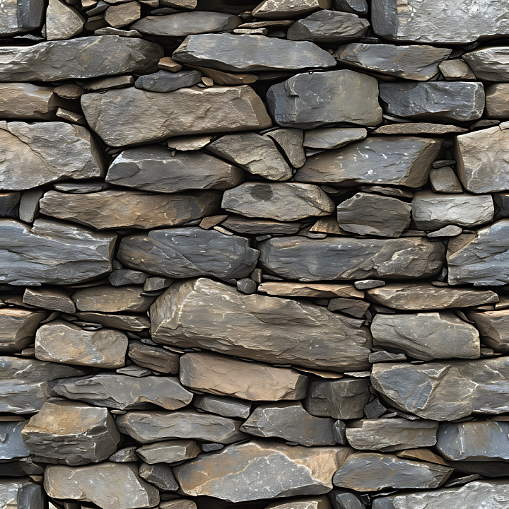 Weathered Stone Wall with Natural Layered Stones seamless PBR texture preview