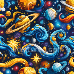 seamless Seamless 3D Space PBR Texture Featuring Stylized Planets, Stars & Cosmic Swirls texture 8k free download PBR