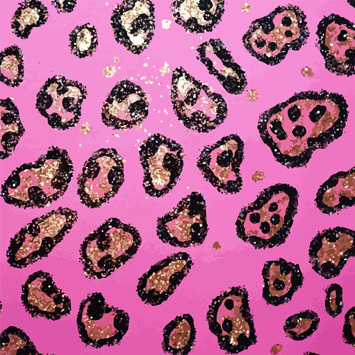 Pink Leopard Print Fabric with Stylized Spots seamless PBR texture preview