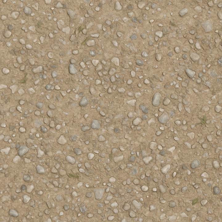 Gravel Compacted With Dry Surface And Pebble Embedded Detailed Asphalt seamless PBR texture preview